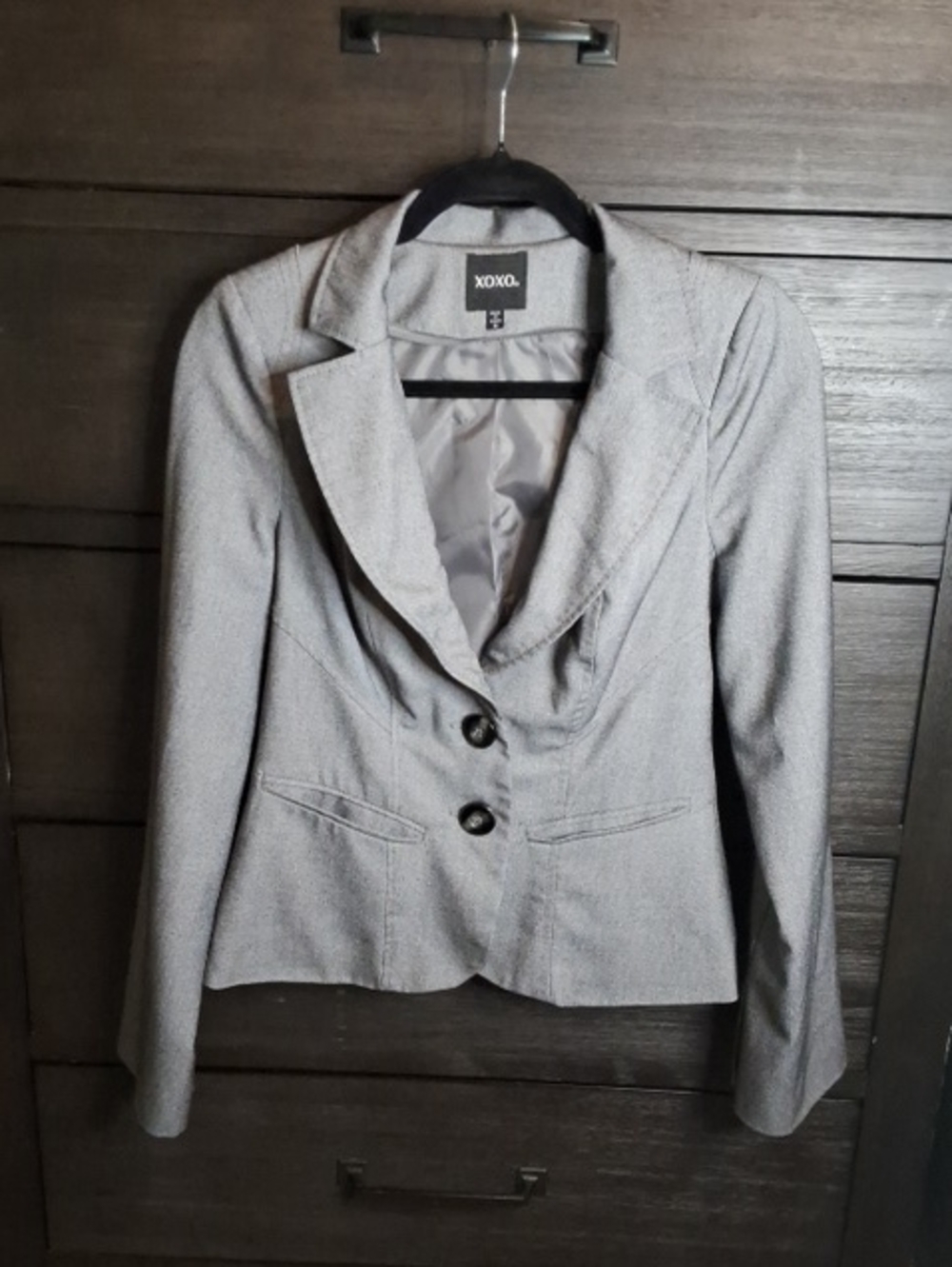 XOXO Light Gray Fitted Notch Lapel Blazer